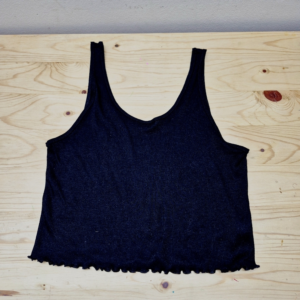 Aerie Offline Black Ribbed Tank Top